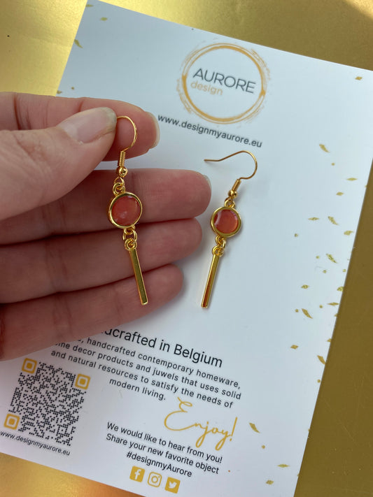 Elegante hangende oorbellen, roze