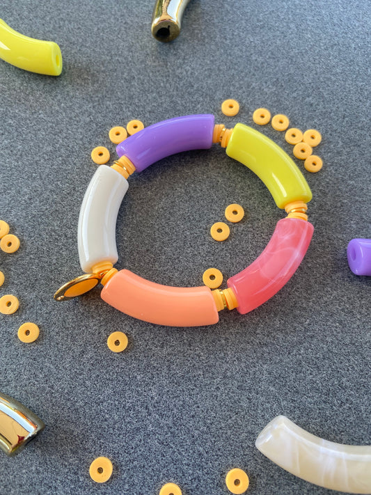 Kleurrijke tube armbanden - Roze mix