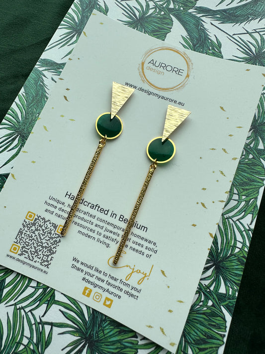 Statige art deco oorbellen, groen