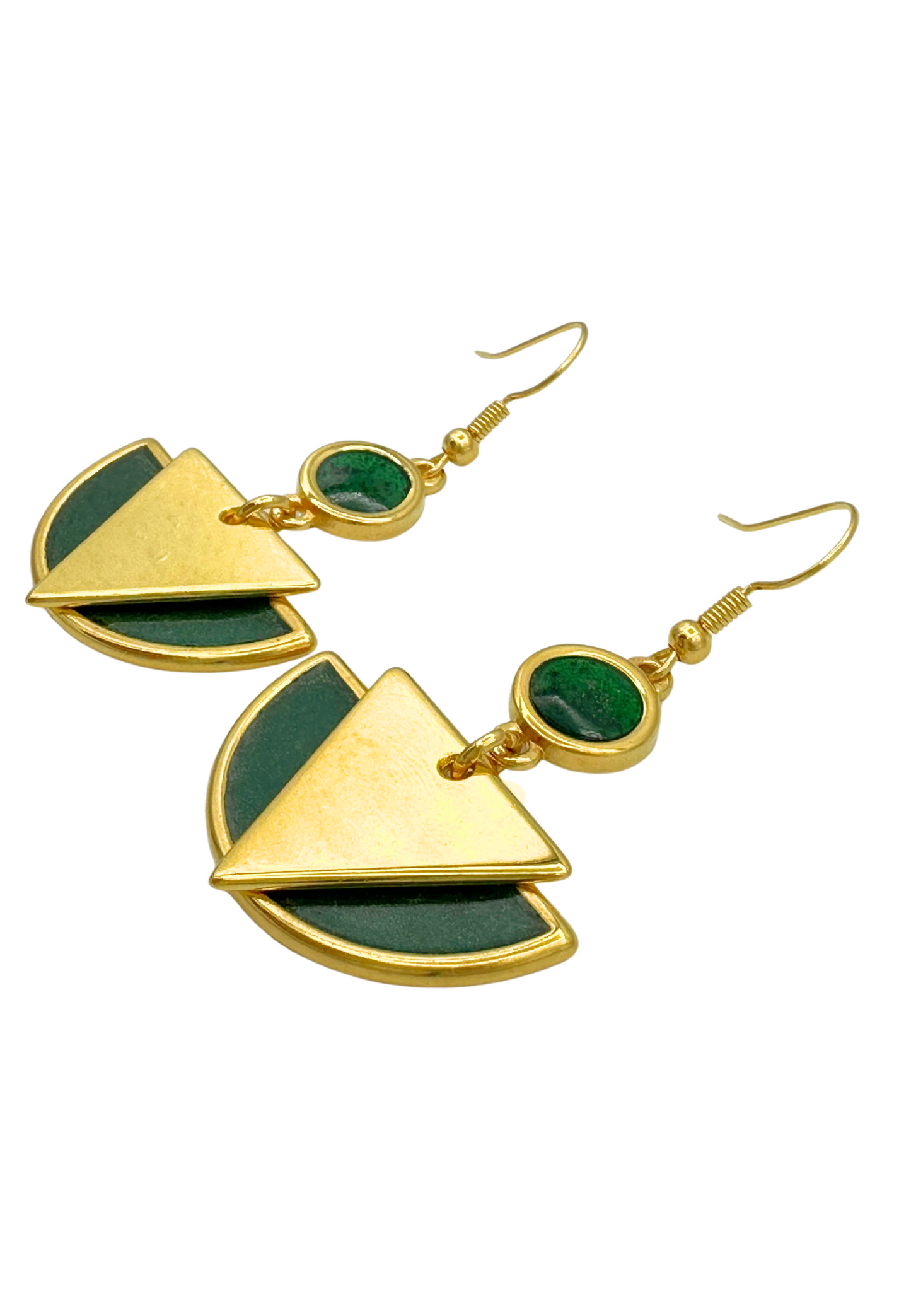 Art deco oorhangers - Arty Groen