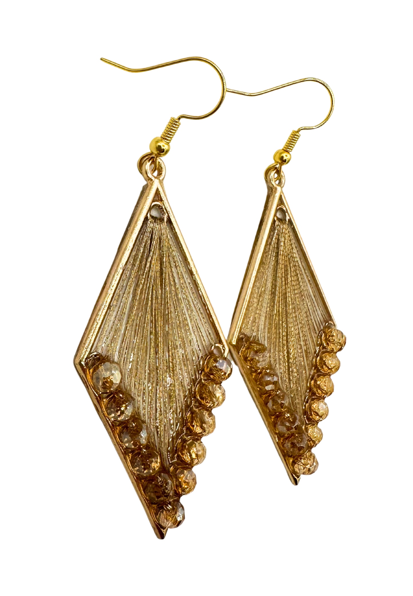 Oorbellen hangers met blinkende kraaltjes - goud