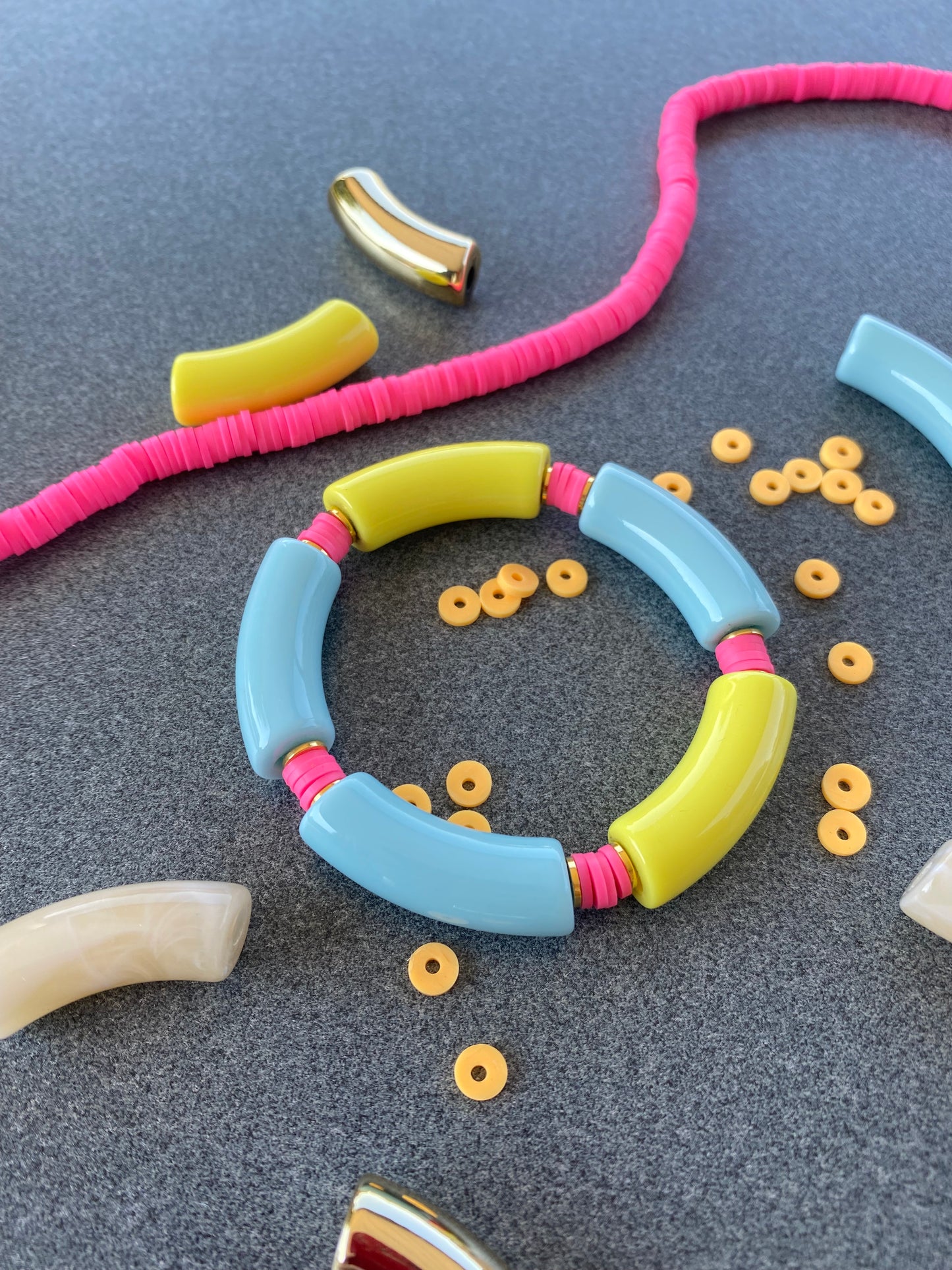 Kleurrijke tube armbanden - Paars mix