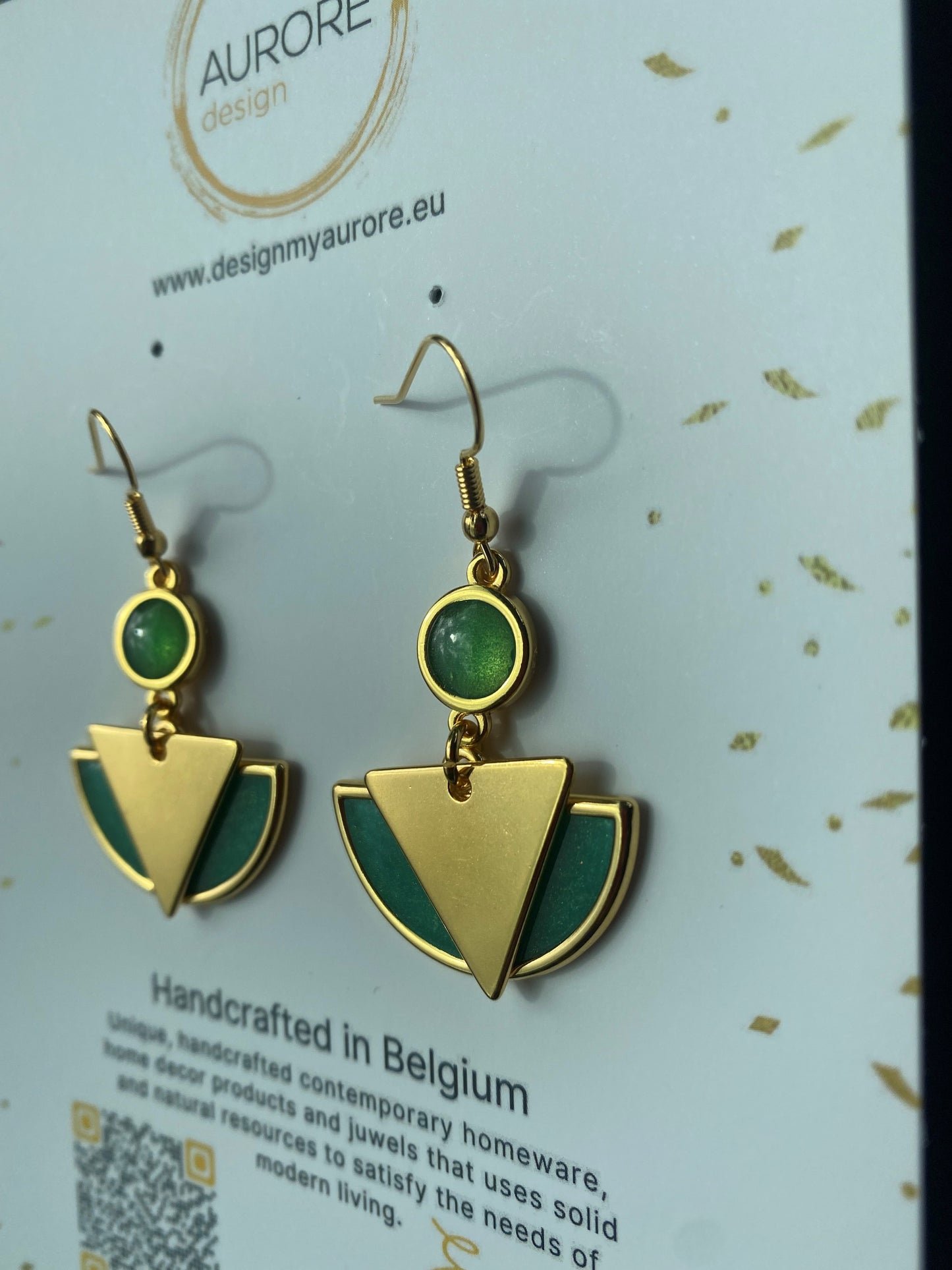 Art deco oorhangers - Arty Groen