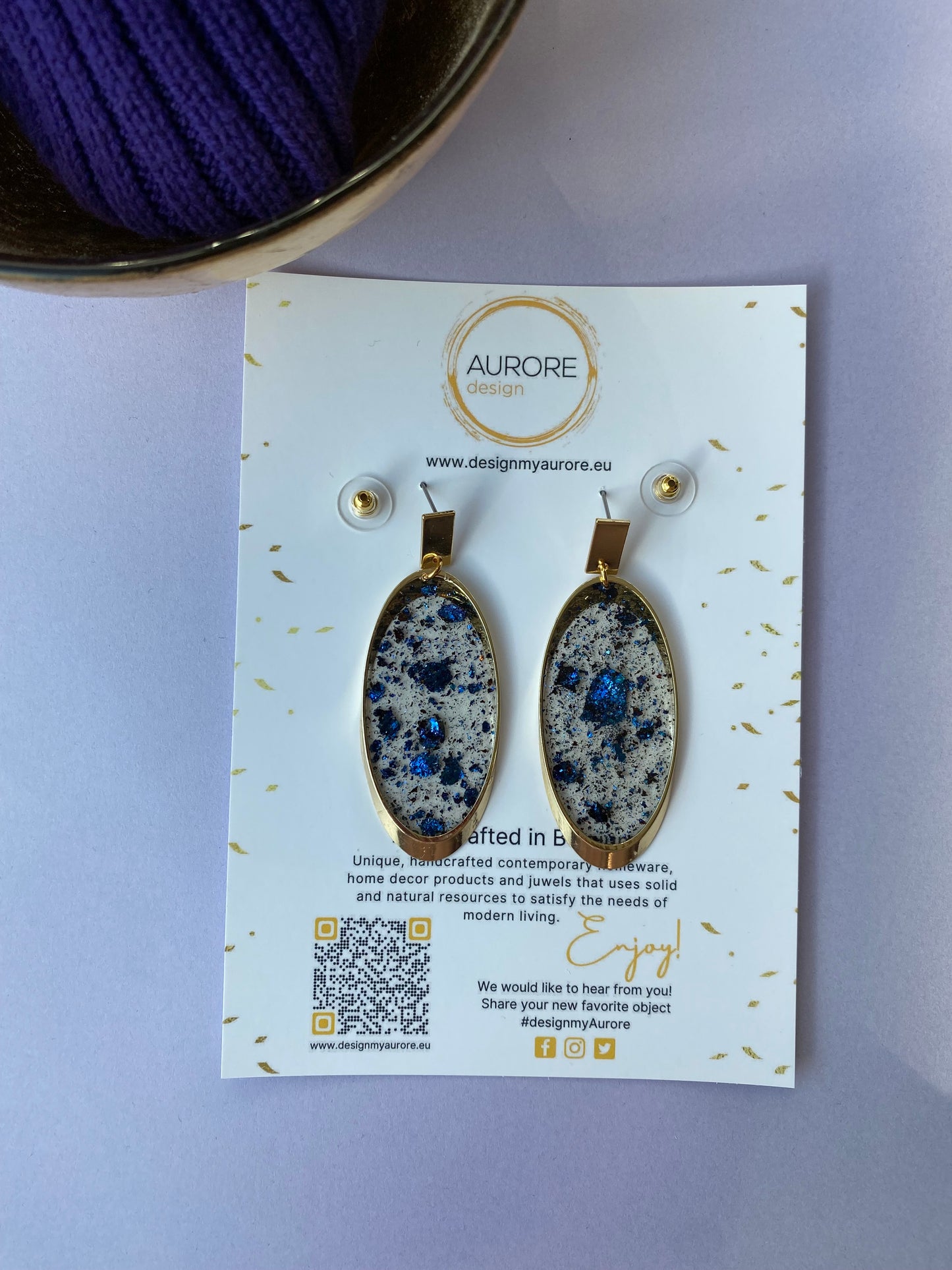 Glamour statement oorbellen, paars